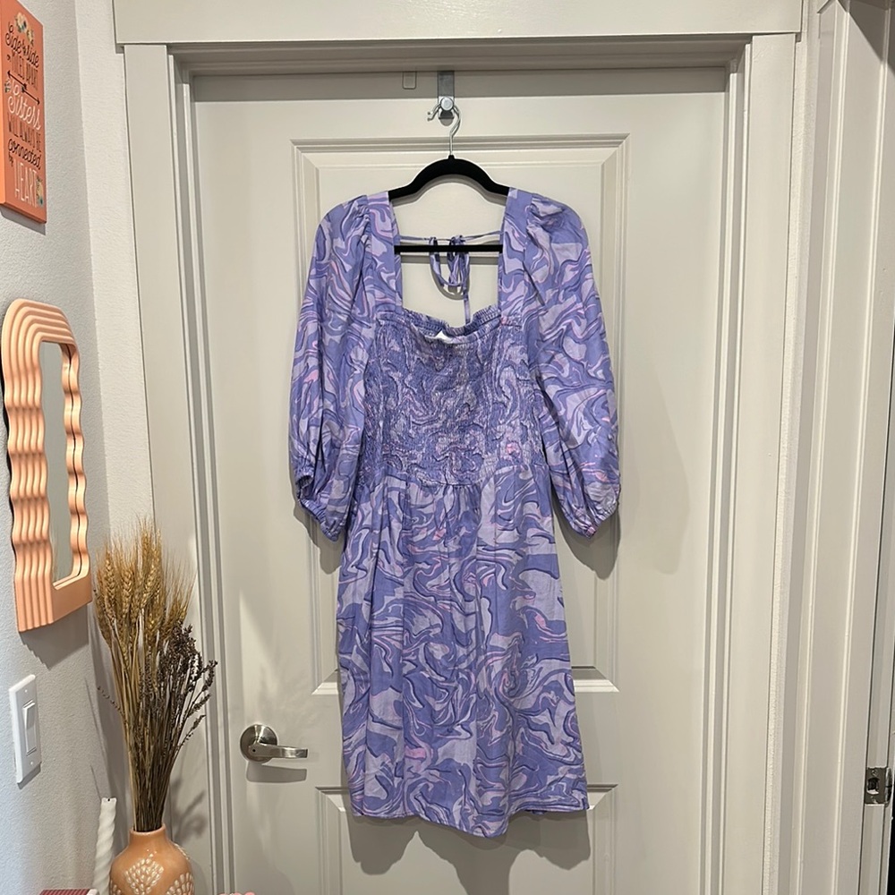 Elegant Purple Patterned Dress